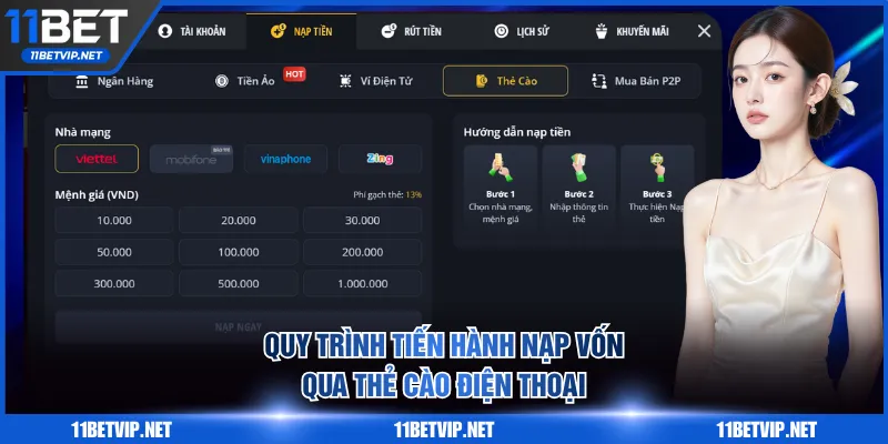 Quy trình tiến hành nạp vốn qua thẻ cào điện thoại